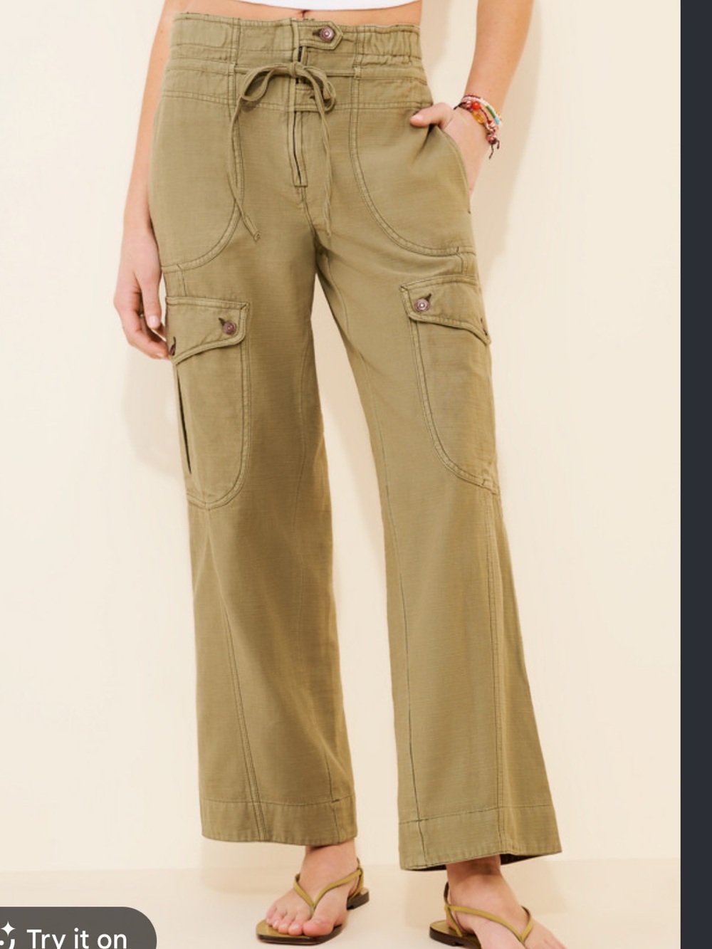 Free People Park Ave Olive Cargo Pants